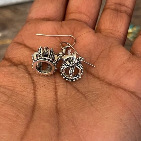 Crown Charm Earrings - Picture 2 of 2